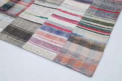 Kırk Yama Beyaz Patchwork Pamuk Yün El Dokuma Halısı 203x301 Agacan