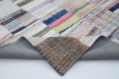 Kırk Yama Beyaz Patchwork Pamuk Yün El Dokuma Halısı 203x301 Agacan