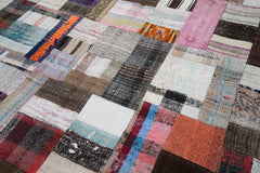 Kırk Yama Gri Patchwork Pamuk Yün El Dokuma Halısı 206x304 Agacan