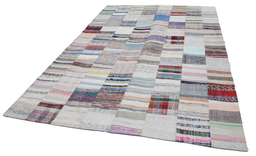 Kırk Yama Beyaz Patchwork Pamuk Yün El Dokuma Halısı 201x301 Agacan
