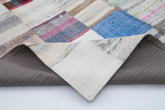 Kırk Yama Beyaz Patchwork Pamuk Yün El Dokuma Halısı 201x301 Agacan