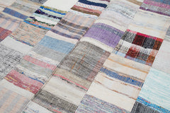 Kırk Yama Beyaz Patchwork Pamuk Yün El Dokuma Halısı 201x301 Agacan