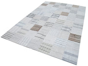 Kırk Yama Bej Patchwork Pamuk Yün El Dokuma Halısı 204x300 Agacan