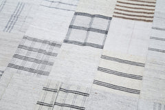 Kırk Yama Bej Patchwork Pamuk Yün El Dokuma Halısı 204x300 Agacan