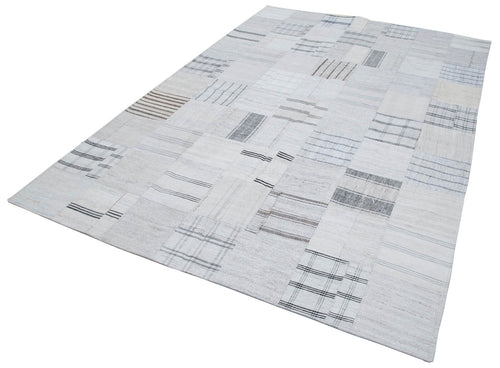 Kırk Yama Bej Patchwork Pamuk Yün El Dokuma Halısı 202x300 Agacan