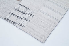 Kırk Yama Bej Patchwork Pamuk Yün El Dokuma Halısı 202x300 Agacan