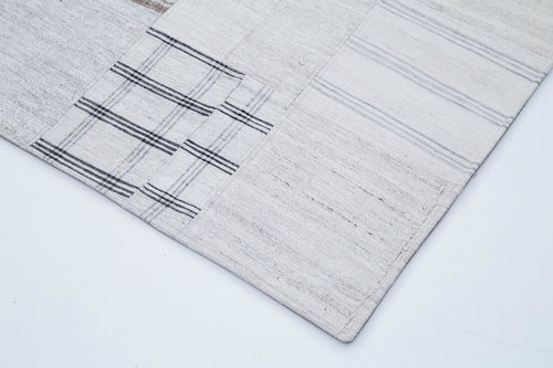 Kırk Yama Bej Patchwork Pamuk Yün El Dokuma Halısı 202x300 Agacan
