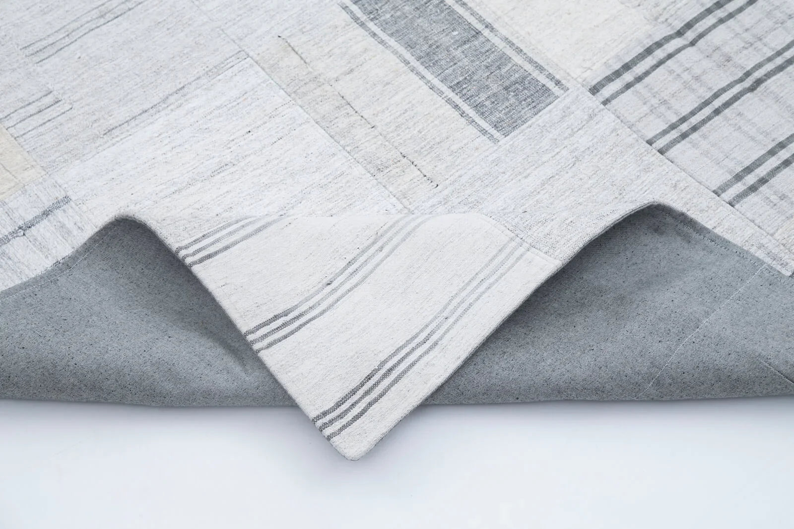 Kırk Yama Bej Patchwork Pamuk Yün El Dokuma Halısı 202x300 Agacan