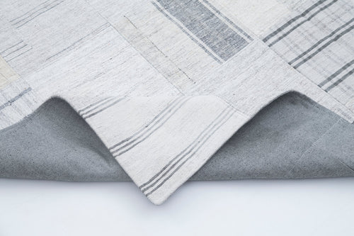 Kırk Yama Bej Patchwork Pamuk Yün El Dokuma Halısı 202x300 Agacan