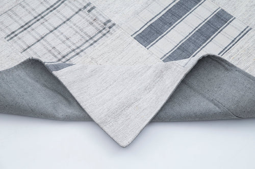 Kırk Yama Bej Patchwork Pamuk Yün El Dokuma Halısı 203x300 Agacan