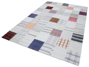 Kırk Yama Gri Patchwork Pamuk Yün El Dokuma Halısı 201x299 Agacan