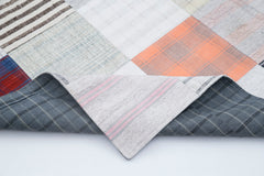 Kırk Yama Gri Patchwork Pamuk Yün El Dokuma Halısı 201x299 Agacan