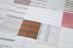 Kırk Yama Gri Patchwork Pamuk Yün El Dokuma Halısı 201x299 Agacan