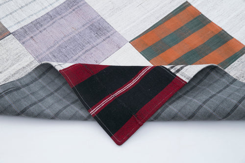 Kırk Yama Bej Patchwork Pamuk Yün El Dokuma Halısı 202x299 Agacan