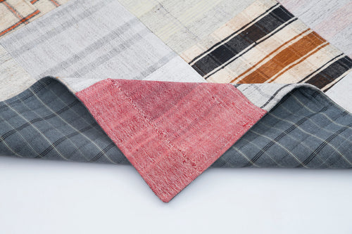 Kırk Yama Bej Patchwork Pamuk Yün El Dokuma Halısı 202x299 Agacan