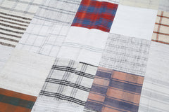 Kırk Yama Bej Patchwork Pamuk Yün El Dokuma Halısı 202x299 Agacan