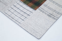 Kırk Yama Bej Patchwork Pamuk Yün El Dokuma Halısı 202x300 Agacan