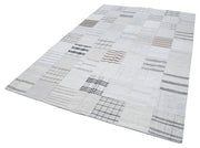Kırk Yama Bej Patchwork Pamuk Yün El Dokuma Halısı 203x300 Agacan