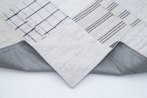 Kırk Yama Bej Patchwork Pamuk Yün El Dokuma Halısı 203x300 Agacan