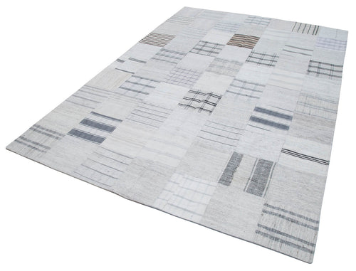 Kırk Yama Bej Patchwork Pamuk Yün El Dokuma Halısı 203x299 Agacan