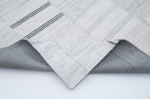 Kırk Yama Bej Patchwork Pamuk Yün El Dokuma Halısı 203x299 Agacan