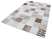 Kırk Yama Gri Patchwork Pamuk Yün El Dokuma Halısı 202x302 Agacan