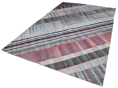 Kırk Yama Gri Patchwork Pamuk Yün El Dokuma Halısı 203x303 Agacan