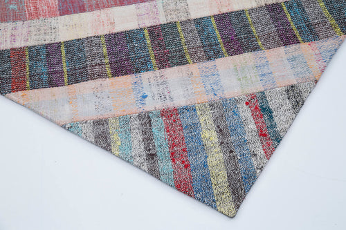 Kırk Yama Gri Patchwork Pamuk Yün El Dokuma Halısı 203x303 Agacan