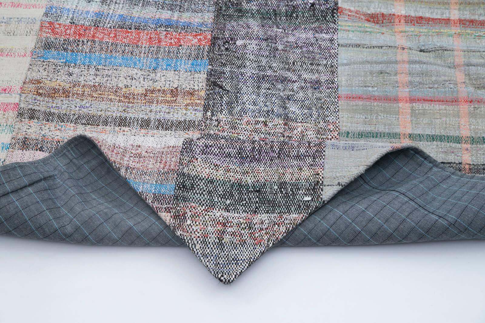 Kırk Yama Gri Patchwork Pamuk Yün El Dokuma Halısı 203x303 Agacan