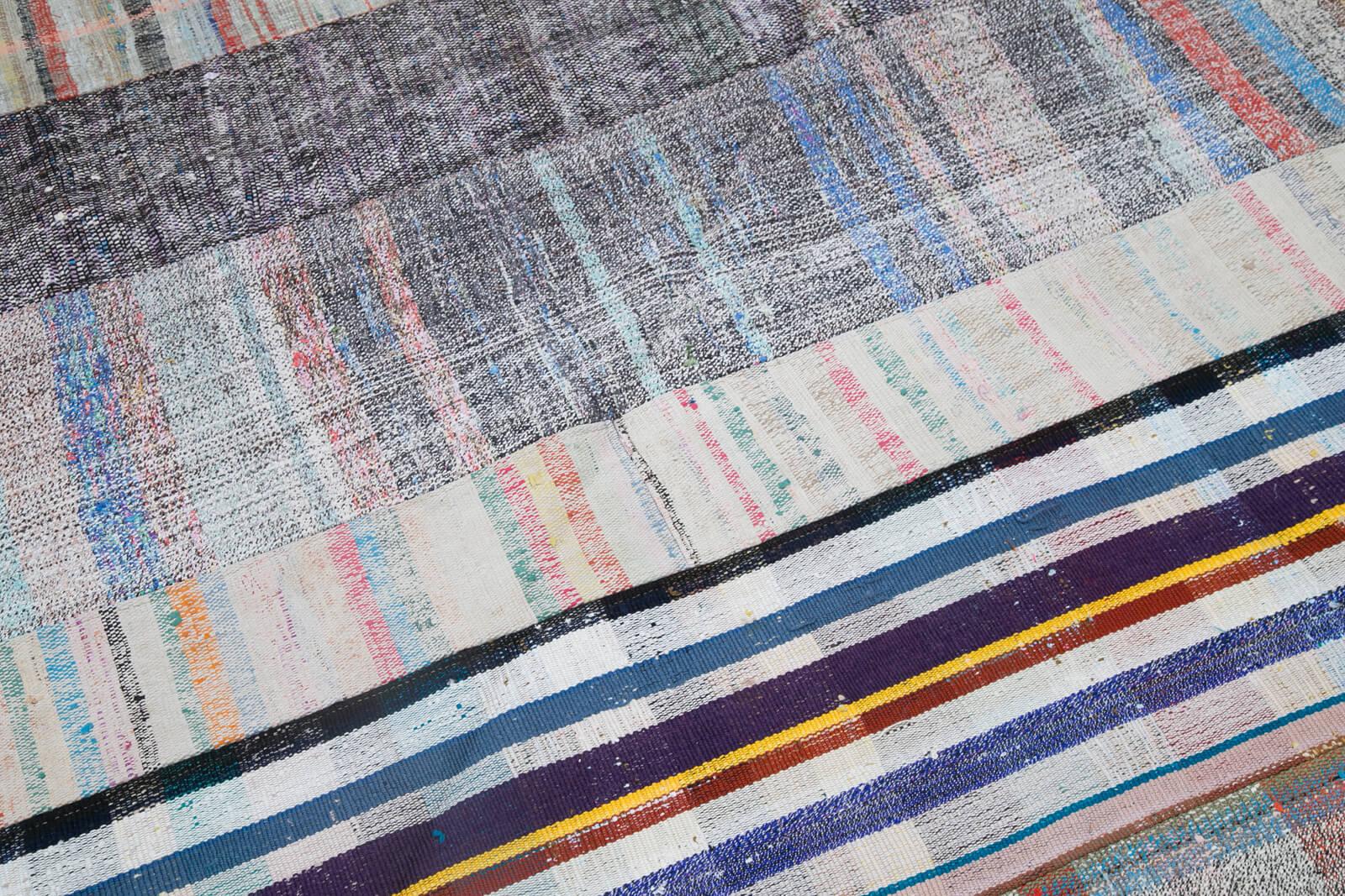 Kırk Yama Gri Patchwork Pamuk Yün El Dokuma Halısı 203x303 Agacan
