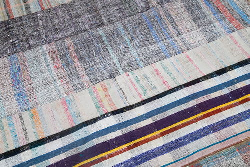 Kırk Yama Gri Patchwork Pamuk Yün El Dokuma Halısı 203x303 Agacan