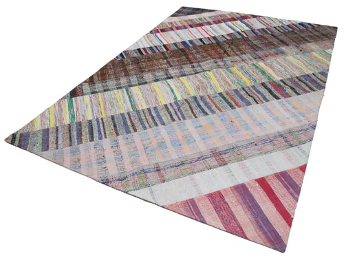 Kırk Yama Gri Patchwork Pamuk Yün El Dokuma Halısı 200x307 Agacan
