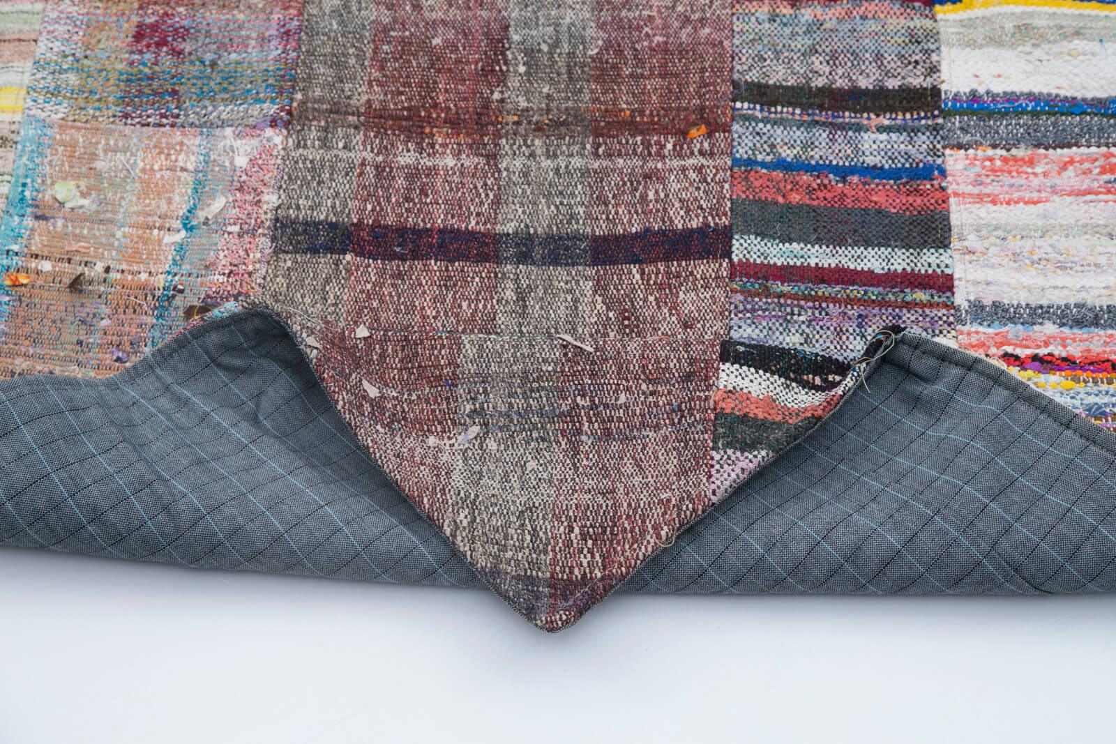 Kırk Yama Gri Patchwork Pamuk Yün El Dokuma Halısı 200x307 Agacan
