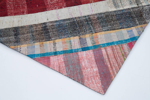 Kırk Yama Gri Patchwork Pamuk Yün El Dokuma Halısı 203x305 Agacan