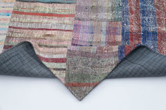 Kırk Yama Gri Patchwork Pamuk Yün El Dokuma Halısı 203x305 Agacan