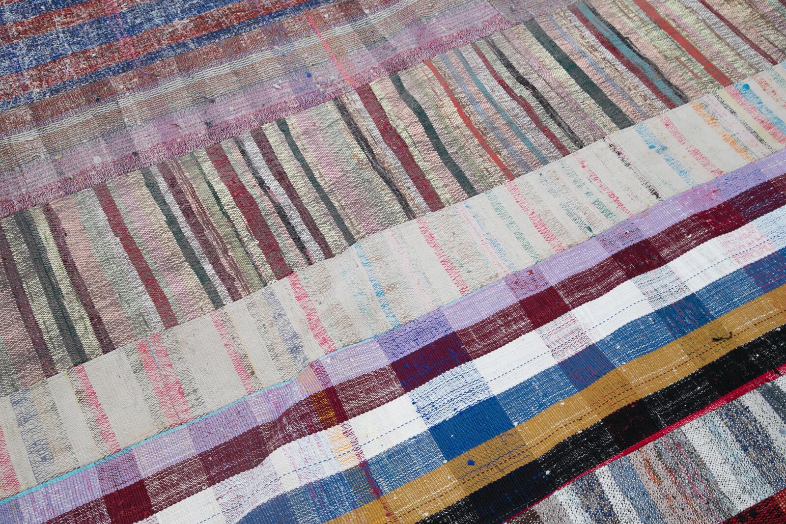 Kırk Yama Gri Patchwork Pamuk Yün El Dokuma Halısı 203x305 Agacan