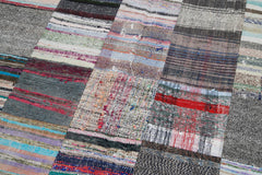 Kırk Yama Gri Patchwork Pamuk Yün El Dokuma Halısı 210x298 Agacan