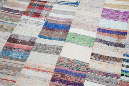 Kırk Yama Gri Patchwork Pamuk Yün El Dokuma Halısı 203x301 Agacan