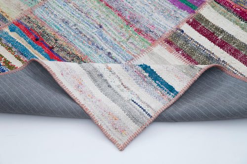 Kırk Yama Gri Patchwork Pamuk Yün El Dokuma Halısı 195x290 Agacan
