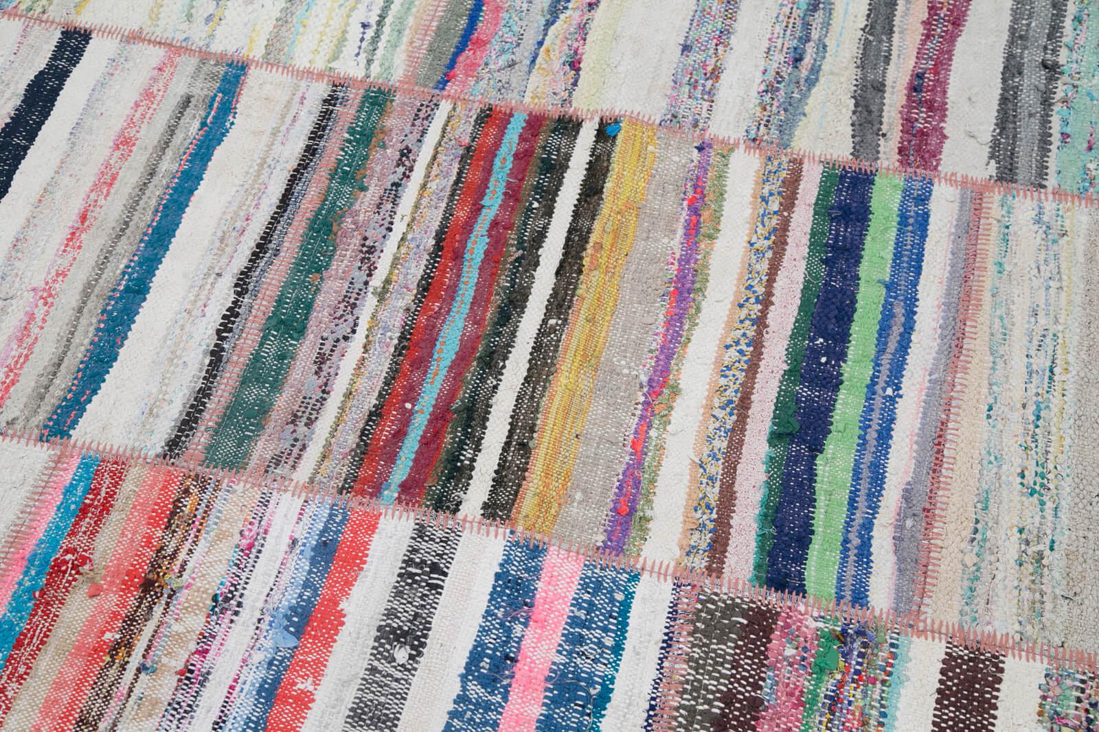 Kırk Yama Gri Patchwork Pamuk Yün El Dokuma Halısı 195x290 Agacan
