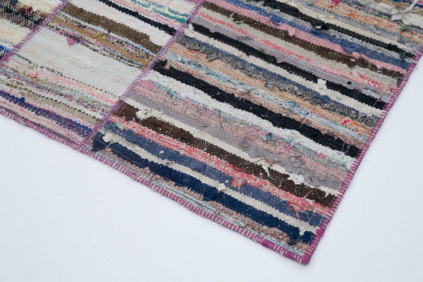 Kırk Yama Gri Patchwork Pamuk Yün El Dokuma Halısı 198x290 Agacan