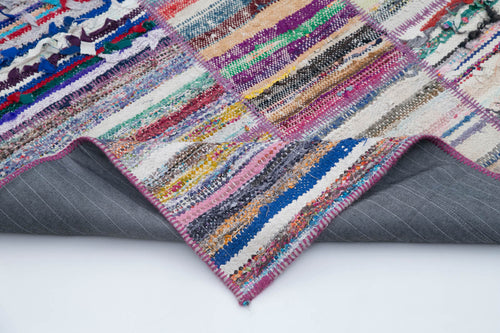 Kırk Yama Gri Patchwork Pamuk Yün El Dokuma Halısı 198x290 Agacan