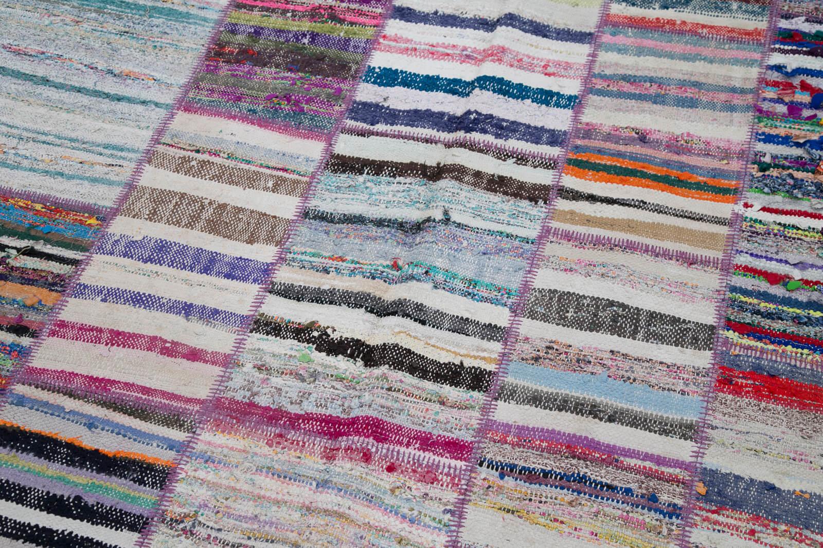 Kırk Yama Gri Patchwork Pamuk Yün El Dokuma Halısı 198x290 Agacan
