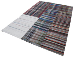 Kırk Yama Gri Patchwork Pamuk Yün El Dokuma Halısı 196x299 Agacan