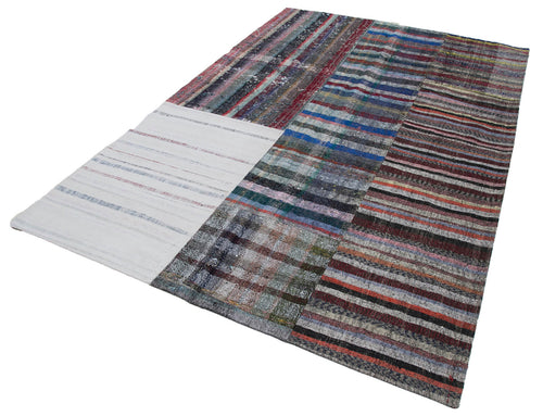 Kırk Yama Gri Patchwork Pamuk Yün El Dokuma Halısı 196x299 Agacan