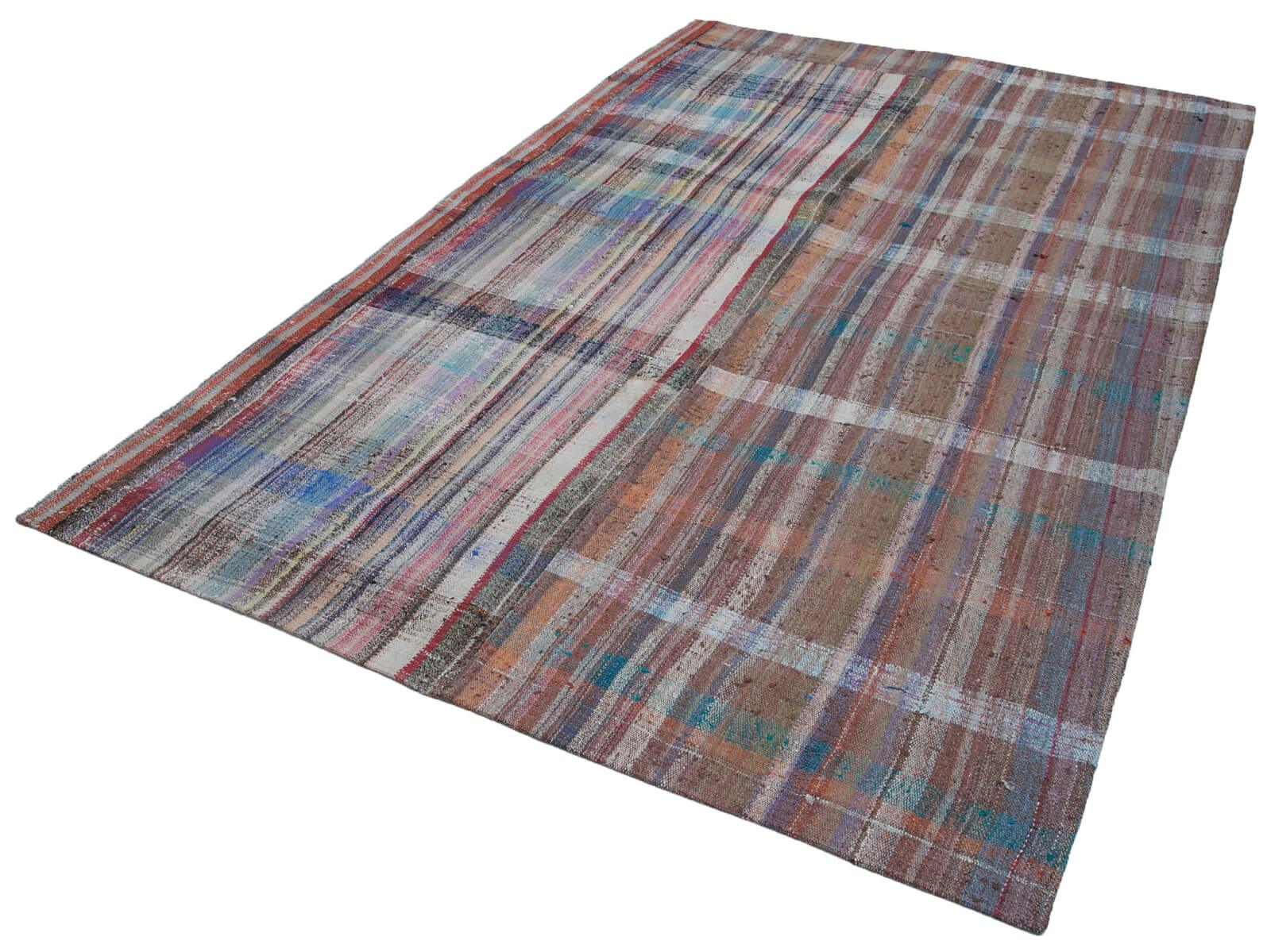 Kırk Yama Gri Patchwork Pamuk Yün El Dokuma Halısı 190x300 Agacan