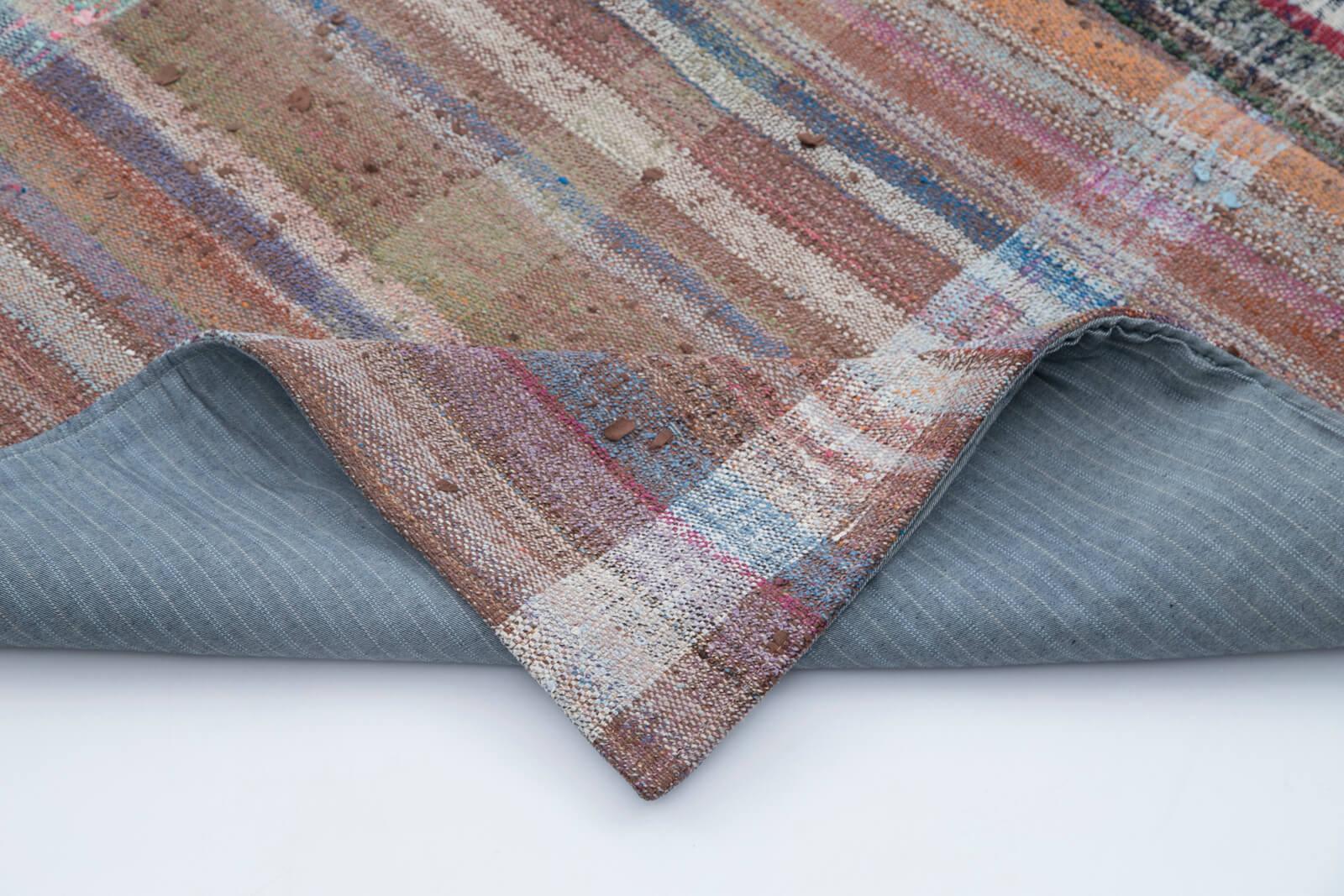 Kırk Yama Gri Patchwork Pamuk Yün El Dokuma Halısı 190x300 Agacan