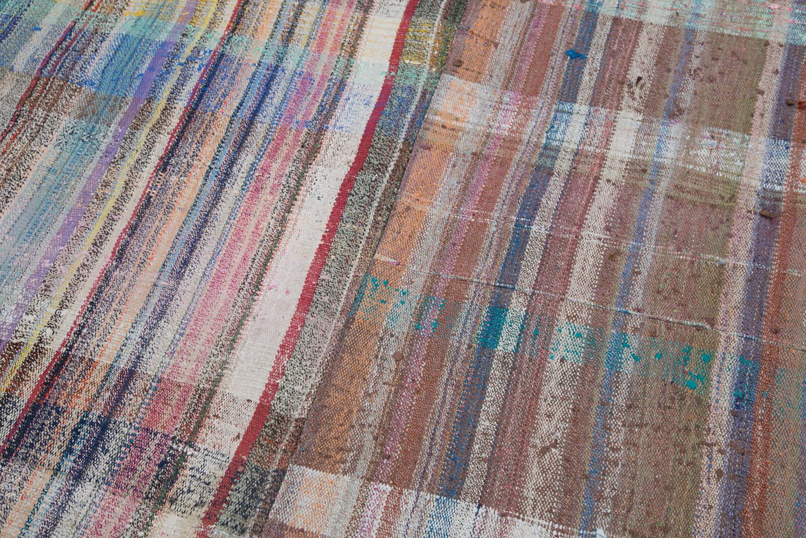 Kırk Yama Gri Patchwork Pamuk Yün El Dokuma Halısı 190x300 Agacan