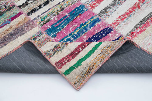 Kırk Yama Gri Patchwork Pamuk Yün El Dokuma Halısı 200x298 Agacan