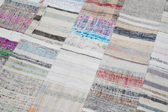 Kırk Yama Gri Patchwork Pamuk Yün El Dokuma Halısı 202x299 Agacan